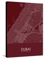 Dubai, United Arab Emirates Red Map-null-Stretched Canvas