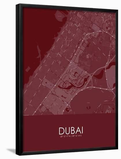 Dubai, United Arab Emirates Red Map-null-Framed Poster