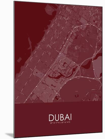 Dubai, United Arab Emirates Red Map-null-Mounted Poster