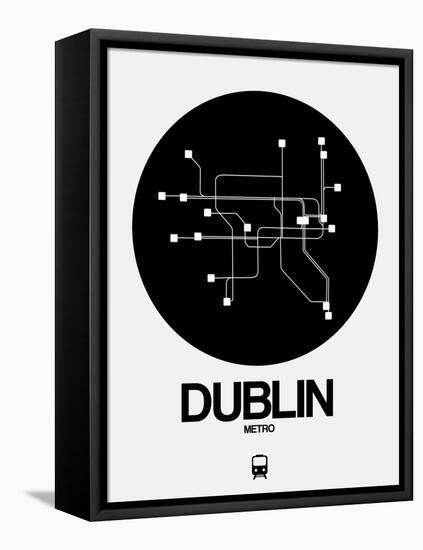 Dublin Black Subway Map-NaxArt-Framed Stretched Canvas