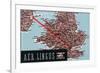 Dublin, Ireland - Aer Lingus Irish Airlines, Map View of Dublin-London Route-Lantern Press-Framed Premium Giclee Print