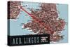 Dublin, Ireland - Aer Lingus Irish Airlines, Map View of Dublin-London Route-Lantern Press-Stretched Canvas