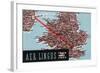 Dublin, Ireland - Aer Lingus Irish Airlines, Map View of Dublin-London Route-Lantern Press-Framed Art Print