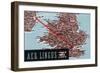 Dublin, Ireland - Aer Lingus Irish Airlines, Map View of Dublin-London Route-Lantern Press-Framed Art Print