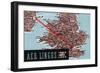 Dublin, Ireland - Aer Lingus Irish Airlines, Map View of Dublin-London Route-Lantern Press-Framed Art Print