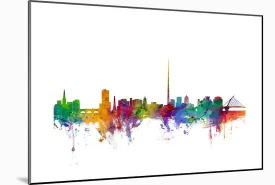 Dublin Ireland Skyline-Michael Tompsett-Mounted Premium Giclee Print