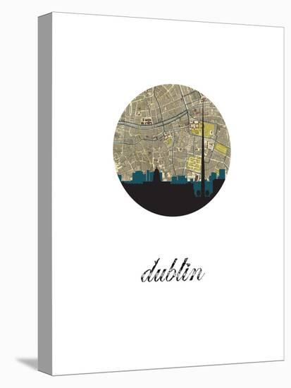 Dublin Map Skyline-Paperfinch 0-Stretched Canvas