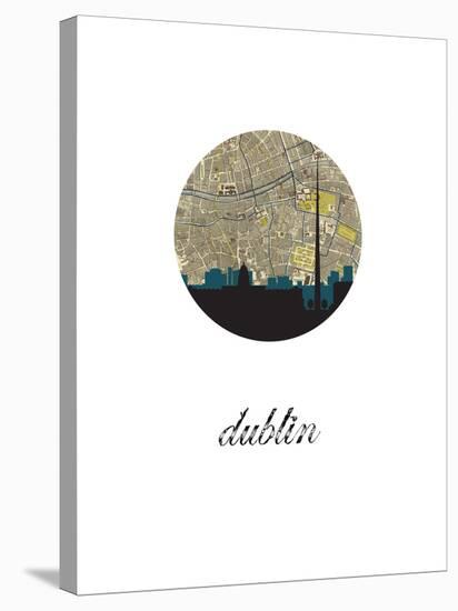 Dublin Map Skyline-Paperfinch 0-Stretched Canvas