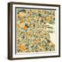 Dublin Map-Jazzberry Blue-Framed Art Print