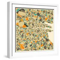 Dublin Map-Jazzberry Blue-Framed Art Print