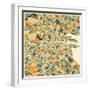 Dublin Map-Jazzberry Blue-Framed Art Print