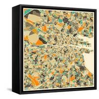 Dublin Map-Jazzberry Blue-Framed Stretched Canvas