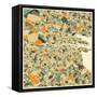 Dublin Map-Jazzberry Blue-Framed Stretched Canvas