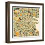 Dublin Map-Jazzberry Blue-Framed Art Print