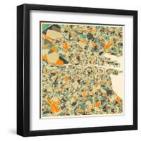 Dublin Map-Jazzberry Blue-Framed Art Print