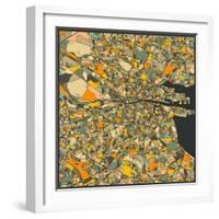 Dublin Map-Jazzberry Blue-Framed Art Print