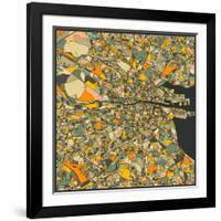 Dublin Map-Jazzberry Blue-Framed Art Print