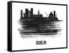 Dublin Skyline Brush Stroke - Black II-NaxArt-Framed Stretched Canvas