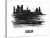 Dublin Skyline Brush Stroke - Black II-NaxArt-Stretched Canvas