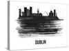 Dublin Skyline Brush Stroke - Black II-NaxArt-Stretched Canvas