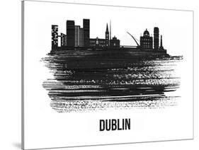 Dublin Skyline Brush Stroke - Black II-NaxArt-Stretched Canvas