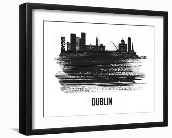 Dublin Skyline Brush Stroke - Black II-NaxArt-Framed Art Print