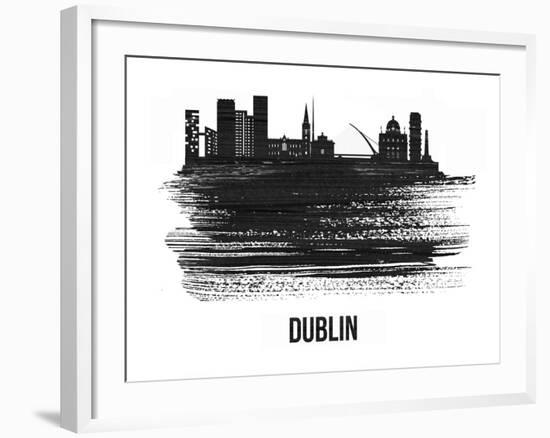 Dublin Skyline Brush Stroke - Black II-NaxArt-Framed Art Print