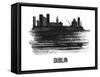 Dublin Skyline Brush Stroke - Black II-NaxArt-Framed Stretched Canvas