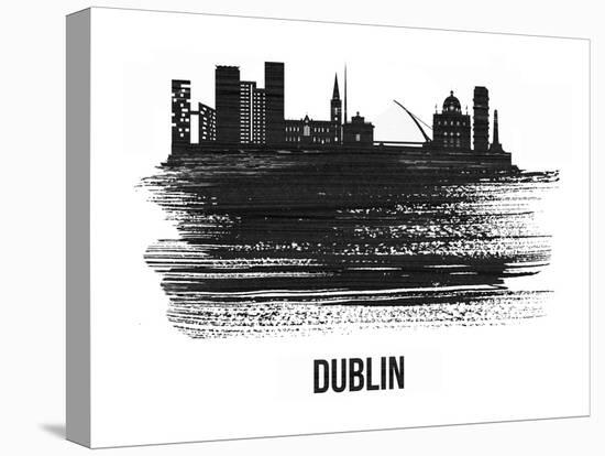 Dublin Skyline Brush Stroke - Black II-NaxArt-Stretched Canvas