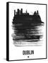 Dublin Skyline Brush Stroke - Black-NaxArt-Framed Stretched Canvas