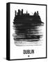 Dublin Skyline Brush Stroke - Black-NaxArt-Framed Stretched Canvas