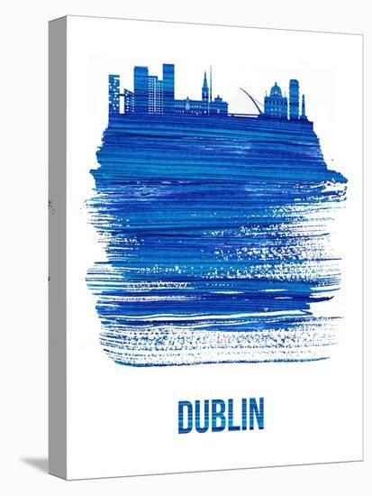 Dublin Skyline Brush Stroke - Blue-NaxArt-Stretched Canvas