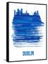 Dublin Skyline Brush Stroke - Blue-NaxArt-Framed Stretched Canvas