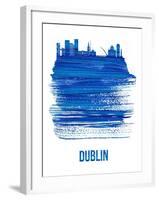 Dublin Skyline Brush Stroke - Blue-NaxArt-Framed Art Print