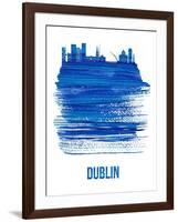 Dublin Skyline Brush Stroke - Blue-NaxArt-Framed Art Print