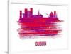 Dublin Skyline Brush Stroke - Red-NaxArt-Framed Art Print