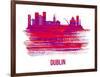 Dublin Skyline Brush Stroke - Red-NaxArt-Framed Art Print