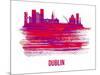 Dublin Skyline Brush Stroke - Red-NaxArt-Mounted Art Print