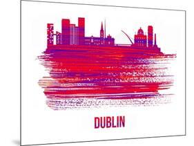 Dublin Skyline Brush Stroke - Red-NaxArt-Mounted Art Print