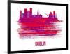 Dublin Skyline Brush Stroke - Red-NaxArt-Framed Art Print