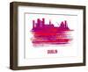 Dublin Skyline Brush Stroke - Red-NaxArt-Framed Art Print