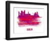 Dublin Skyline Brush Stroke - Red-NaxArt-Framed Art Print