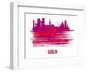 Dublin Skyline Brush Stroke - Red-NaxArt-Framed Art Print