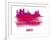 Dublin Skyline Brush Stroke - Red-NaxArt-Framed Art Print