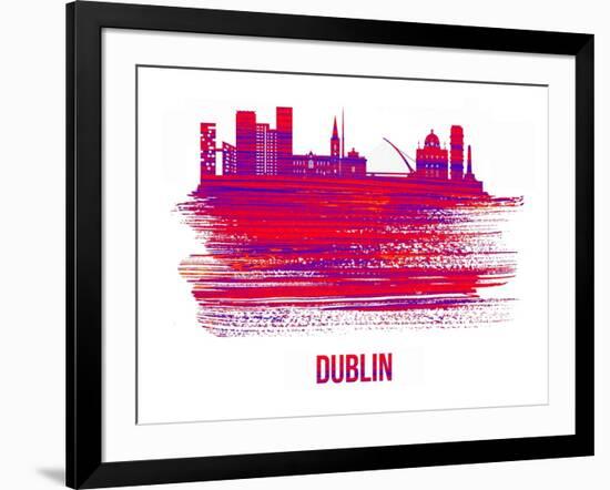 Dublin Skyline Brush Stroke - Red-NaxArt-Framed Art Print