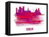 Dublin Skyline Brush Stroke - Red-NaxArt-Framed Stretched Canvas