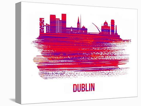 Dublin Skyline Brush Stroke - Red-NaxArt-Stretched Canvas