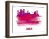 Dublin Skyline Brush Stroke - Red-NaxArt-Framed Art Print