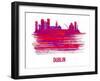 Dublin Skyline Brush Stroke - Red-NaxArt-Framed Art Print