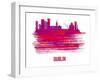 Dublin Skyline Brush Stroke - Red-NaxArt-Framed Art Print